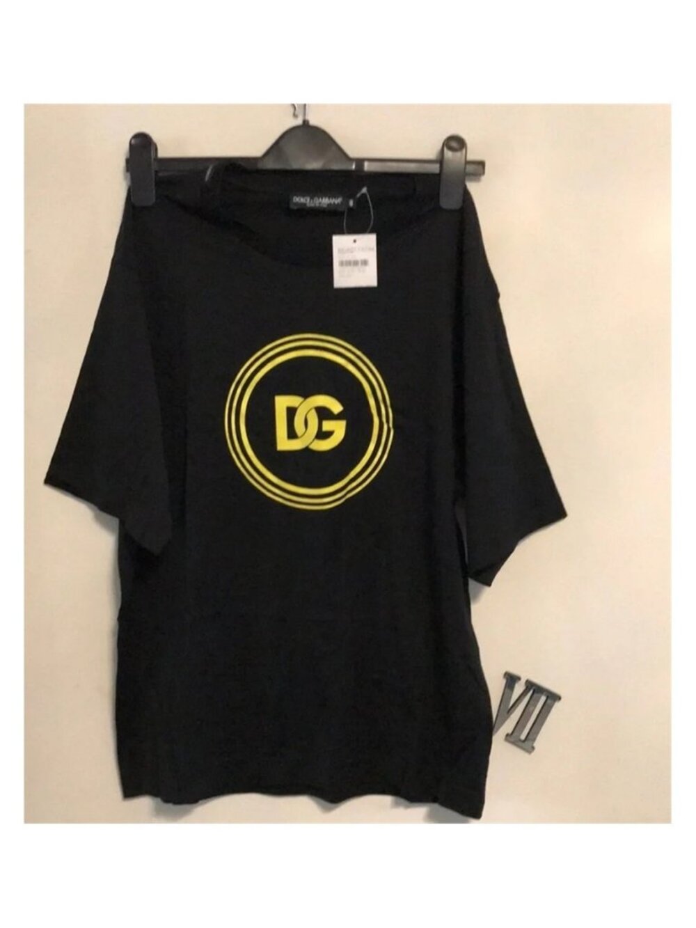 New Authentic Dolce & Gabbana Black Logo Print Cotton  T-Shirt – Size 46 (Men)